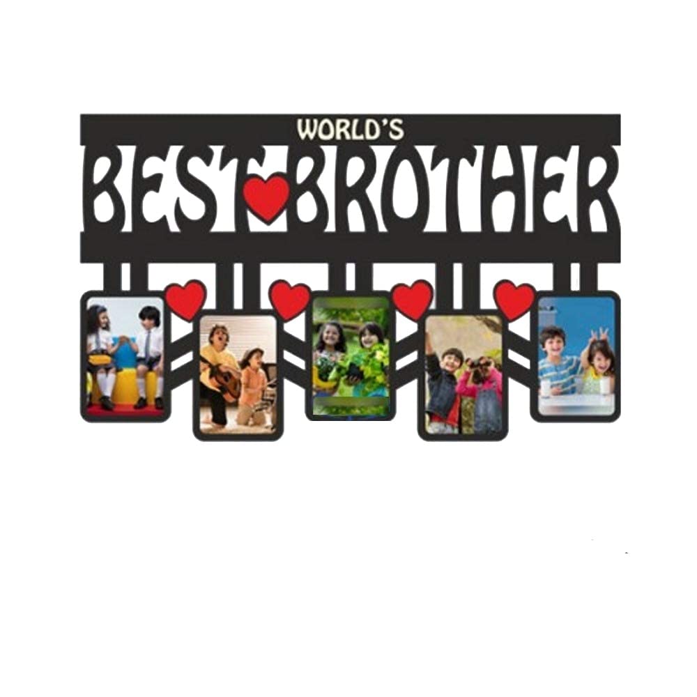 MyGiftyShop Customized Worlds Best Brother Wooden Wall Photo Frame 15 X 9 in | Rakshabandhan Rakhi Birthday Sorry Gift for broth